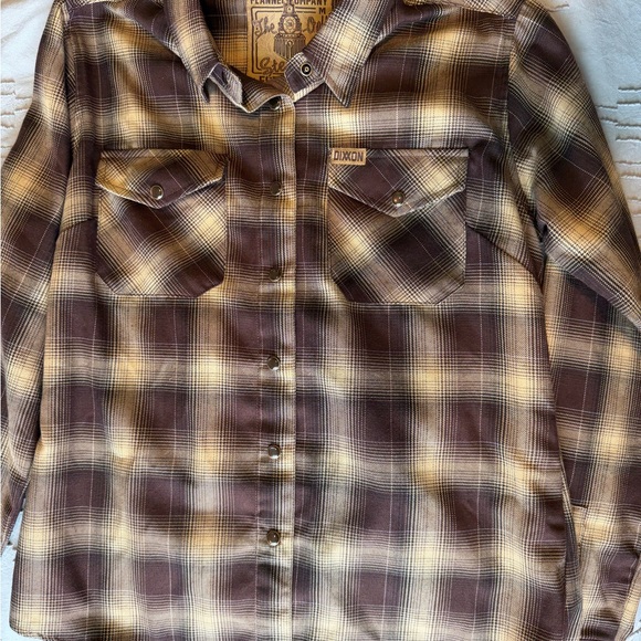 DIXXON Women's Plaid Button Down Shirt - Brown and Cream - Picture 2 of 2
